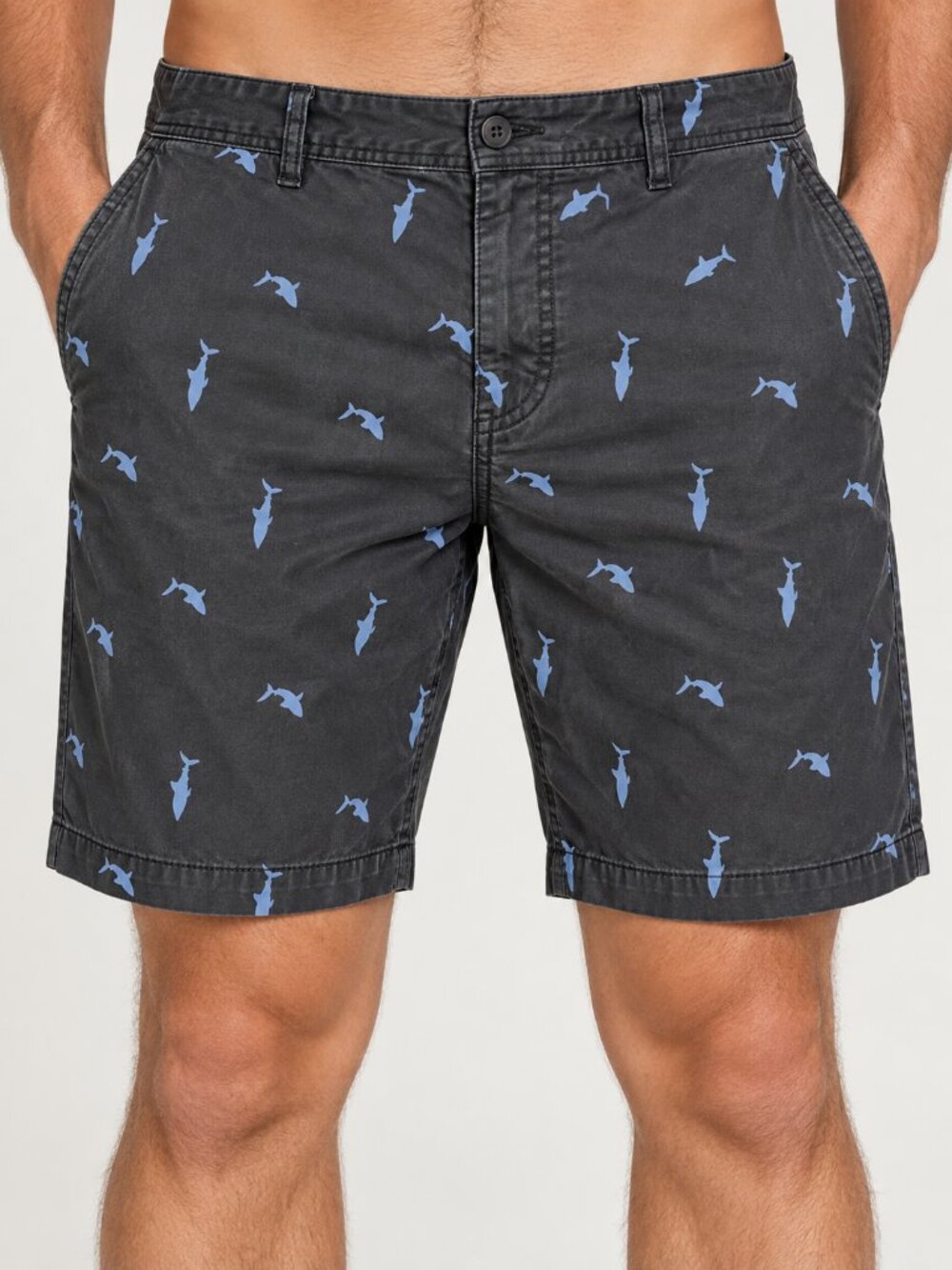 Cargo Supplies Men’s Size 40 Charcoal Shark Print Cotton Chino Shorts